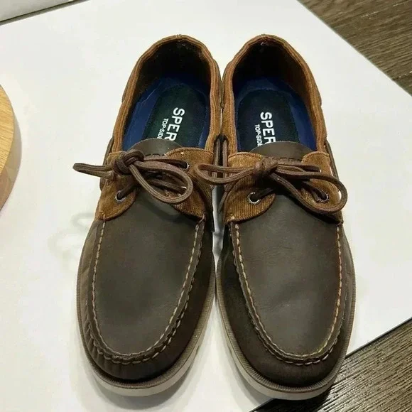 Men’s Sperry top-sider shoes leather and corduroy size 10.5M - Picture 2 of 6